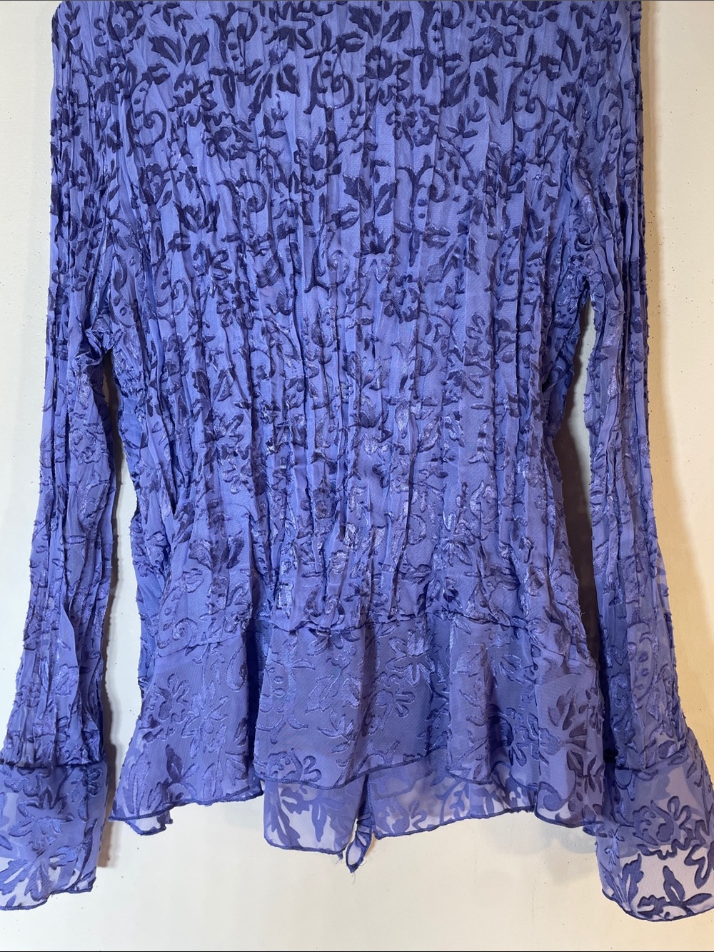 Coldwater Creek Lavender Ruffle Front Crinkled Blouse. XL. NWT. - Picture 11 of 11